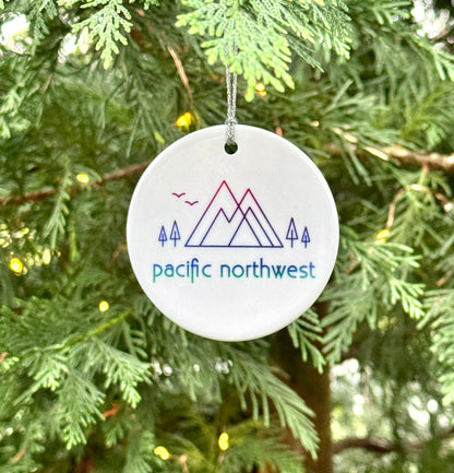 Pacific Northwest Mountain + Trees Ornament