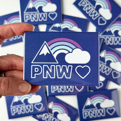 PNW Mountain Rainbow Love Magnet