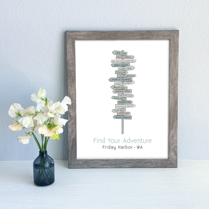 Local Signpost Series - Friday Harbor Art Print (Unframed)