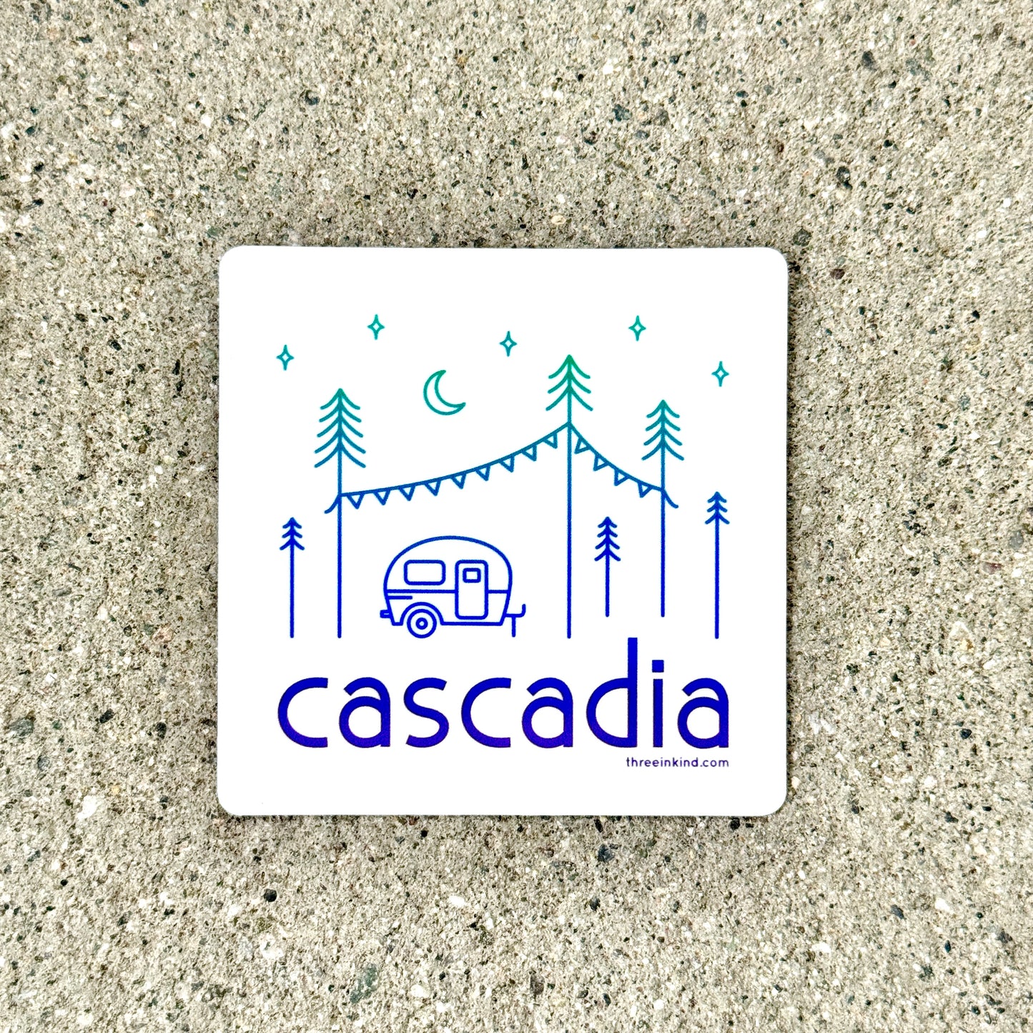 Cascadia Happy Camper 3” Sticker / Decal