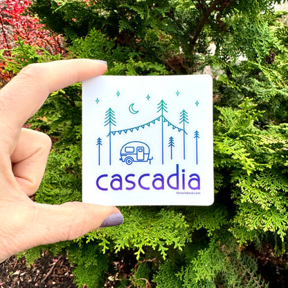 Cascadia Happy Camper 3” Sticker / Decal