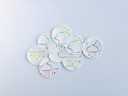 Organic Cotton Face Rounds - Set #28 - Rainbow Rainclouds (Small)