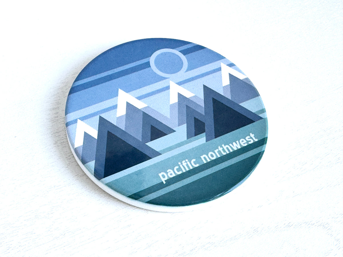 Pacific Northwest Geo Mountain Design Ceramic Coaster