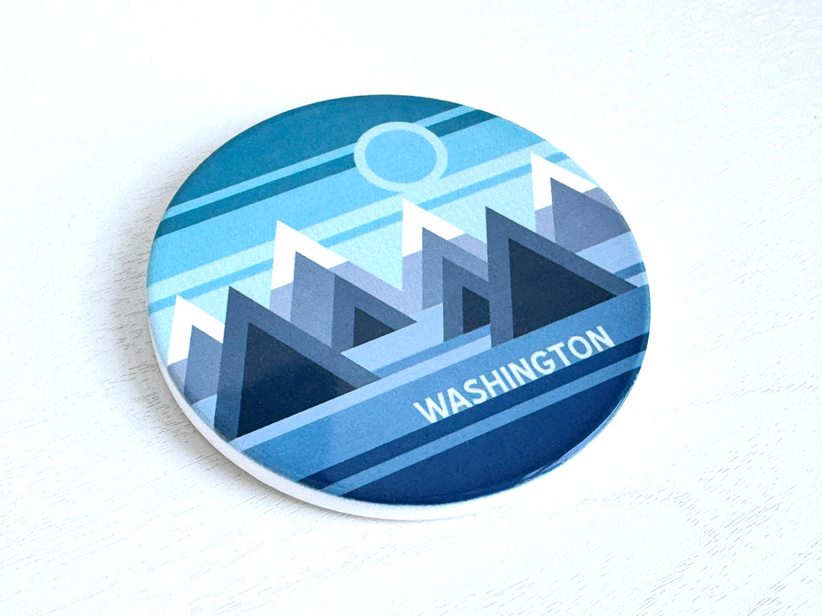 Washington Geo Mountain Design Ceramic Coaster