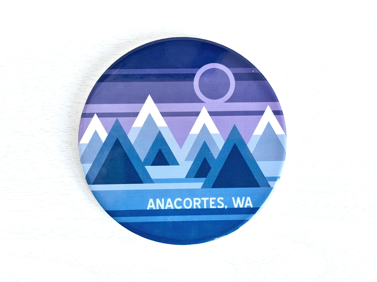 Anacortes Geo Mountain Design Ceramic Coaster