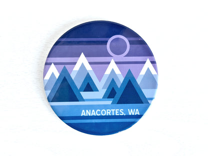 Anacortes Geo Mountain Design Ceramic Coaster