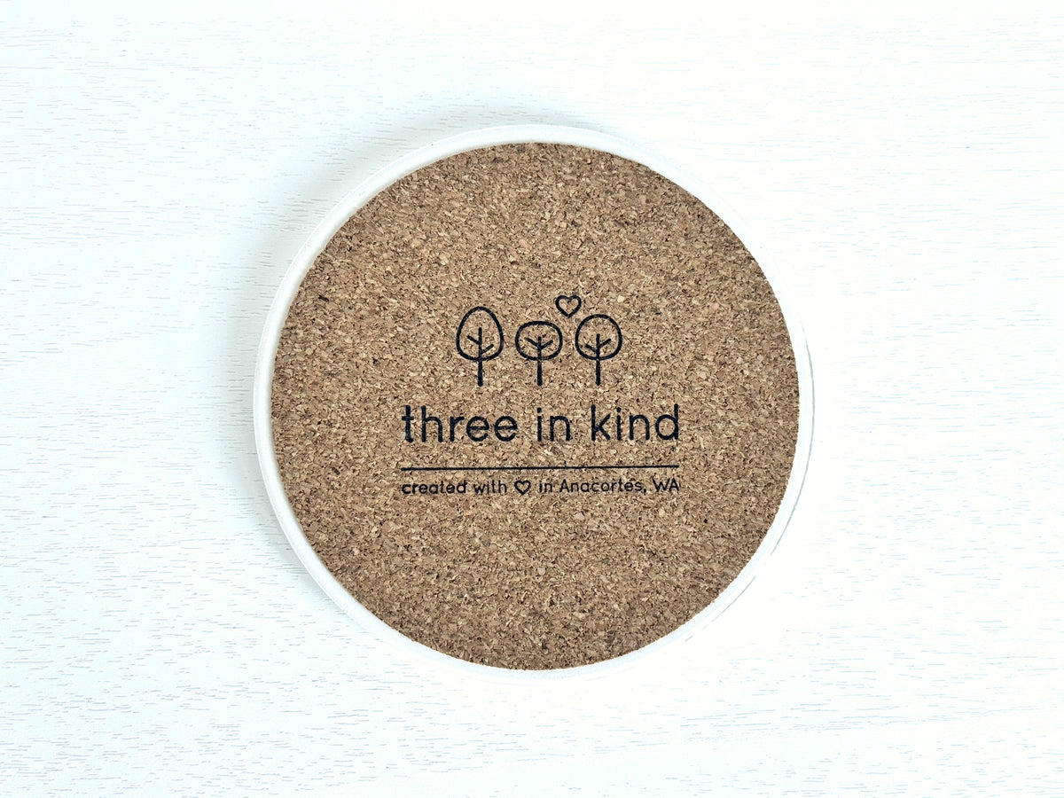 Anacortes Geo Mountain Design Ceramic Coaster