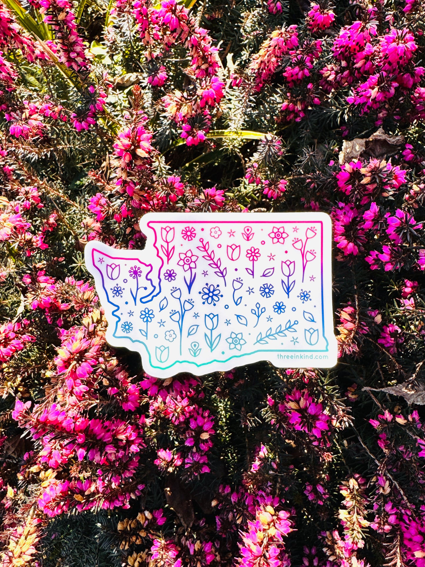 Washington State Outline Flowers Cutout Sticker / Decal