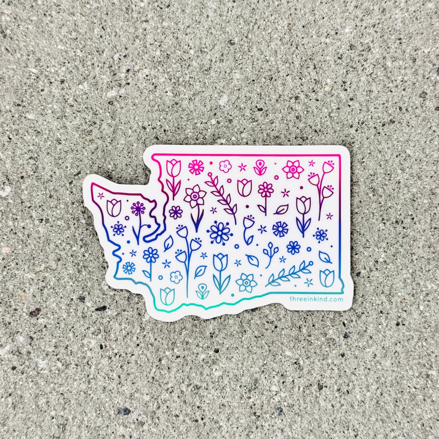 Washington State Outline Flowers Cutout Sticker / Decal