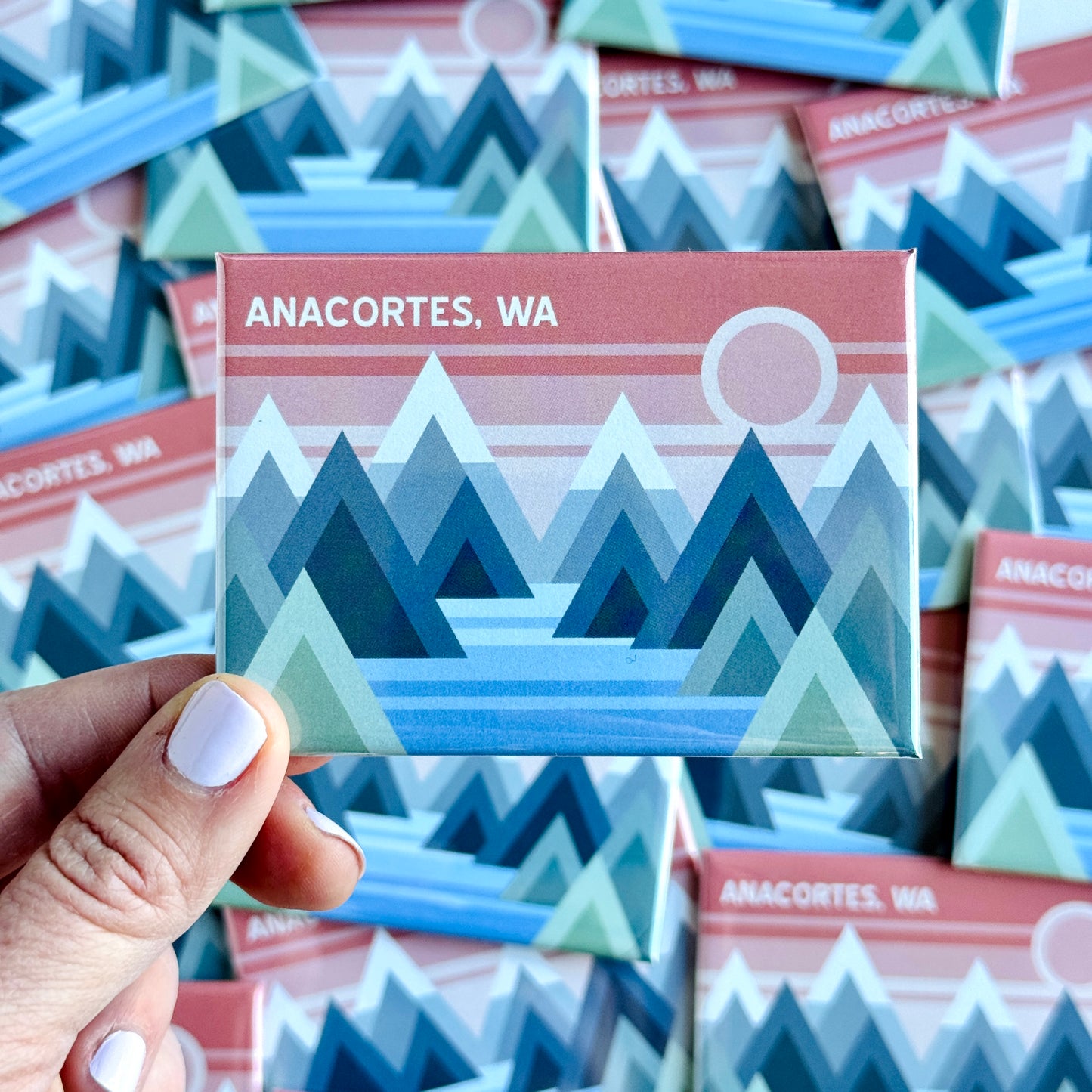 Anacortes Geo Mountain Design Magnet
