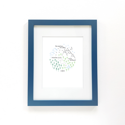 PNW Circle Art Print / Green Blue Gray (Unframed)