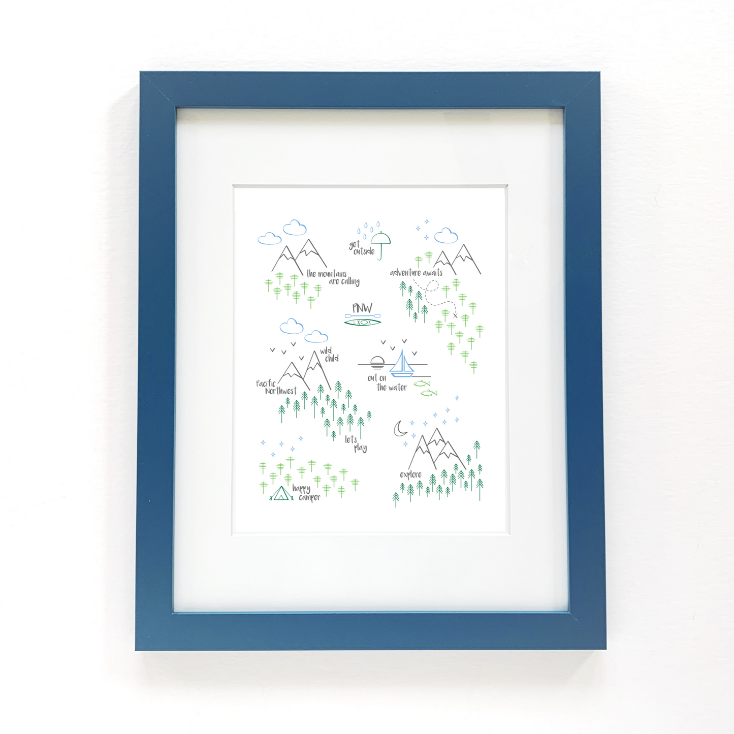 Perfectly PNW Art Print / Green Blue Gray (Unframed)
