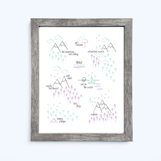 Perfectly PNW Art Print / Purple Mint Gray (Unframed)