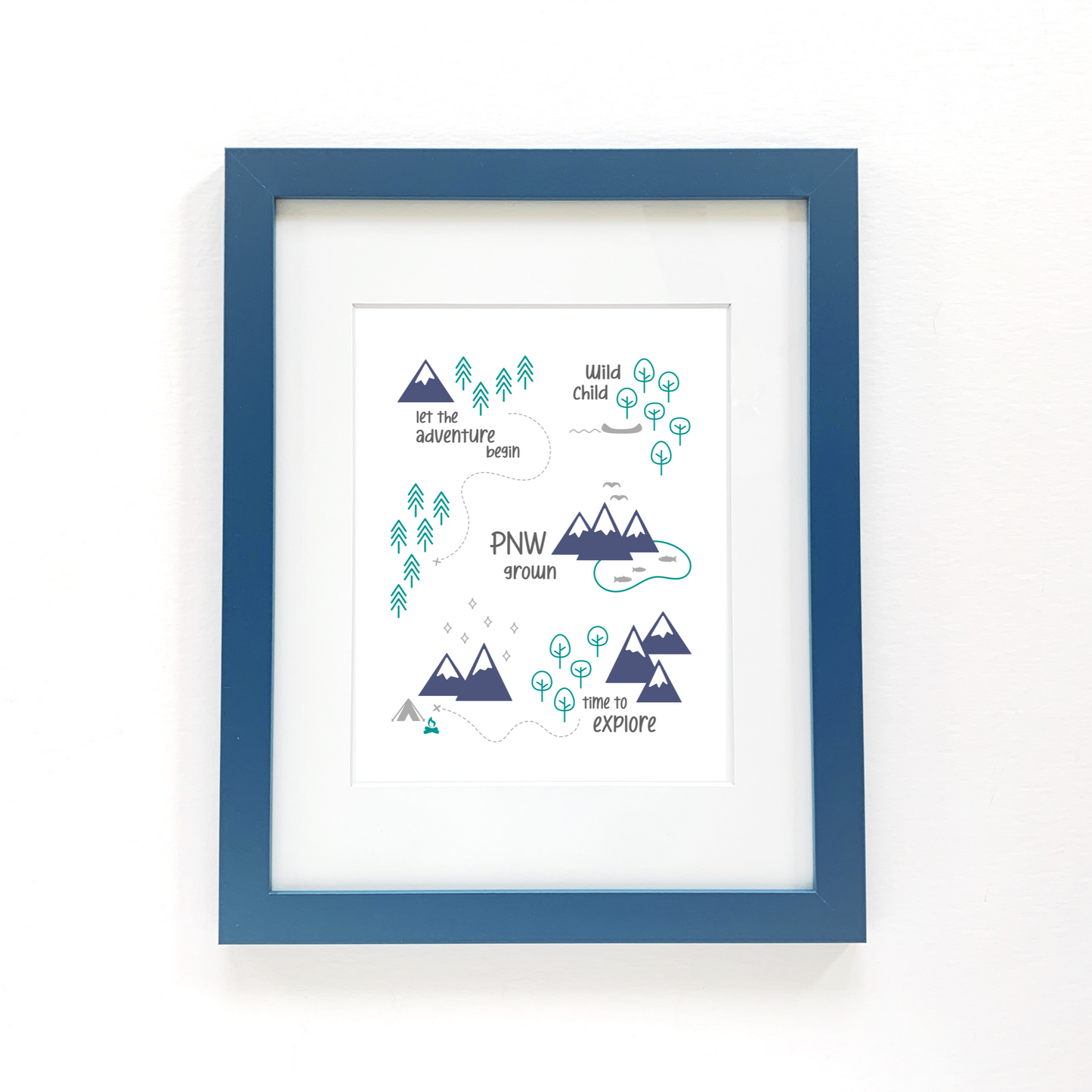 PNW Scene Art Print / Emerald Navy Gray (Unframed)