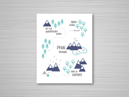 PNW Scene Art Print / Emerald Navy Gray (Unframed)