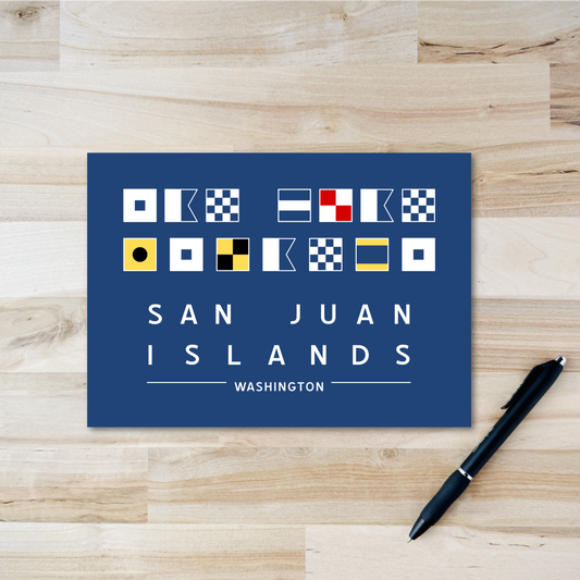 San Juan Islands Postcard - Nautical Flags