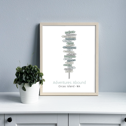 Local Signpost Series - Orcas Island Art Print (Unframed)