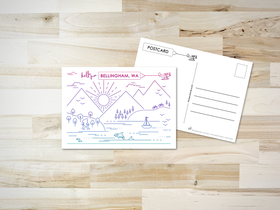 Bellingham Postcard - PNW Line Design on White