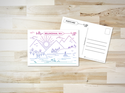 Bellingham Postcard - PNW Line Design on White