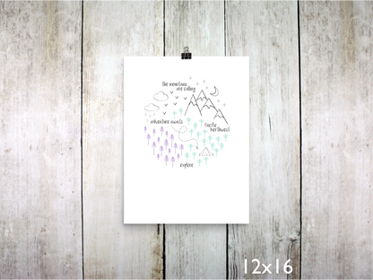 PNW Circle Art Print / Purple Mint Gray (Unframed)