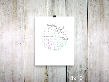 PNW Circle Art Print / Purple Mint Gray (Unframed)