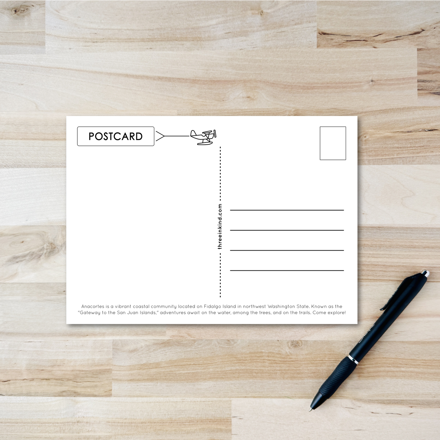Anacortes Postcard - PNW Line Design on White