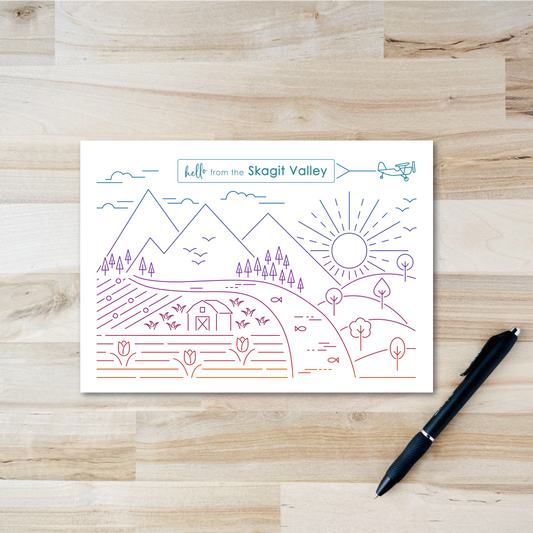 Skagit Valley Postcard - PNW Line Design on White