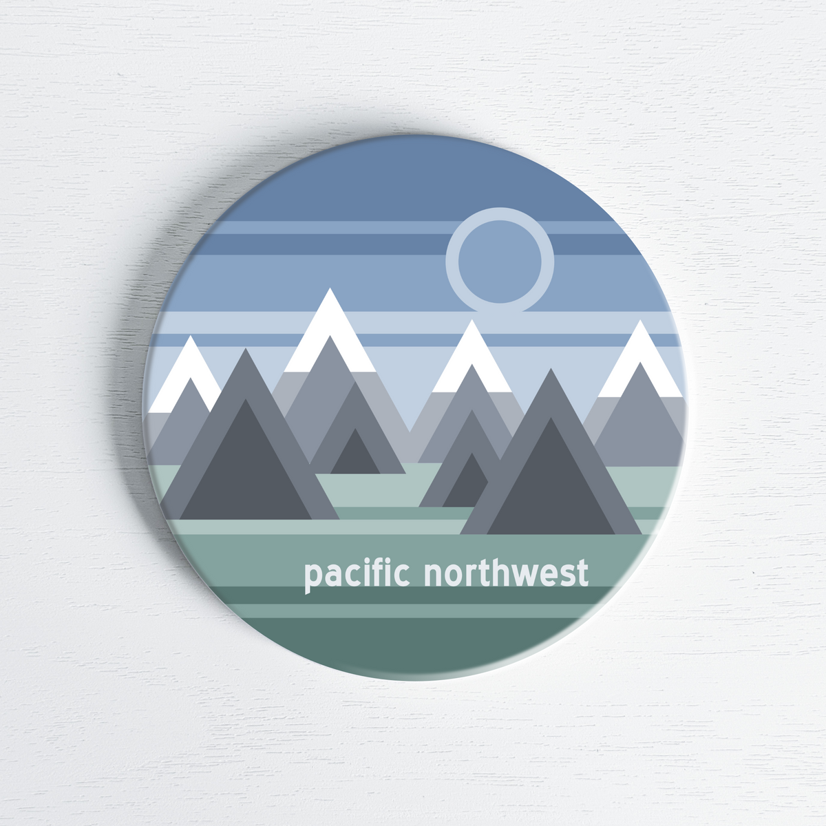 Pacific Northwest Geo Mountain Design Ceramic Coaster