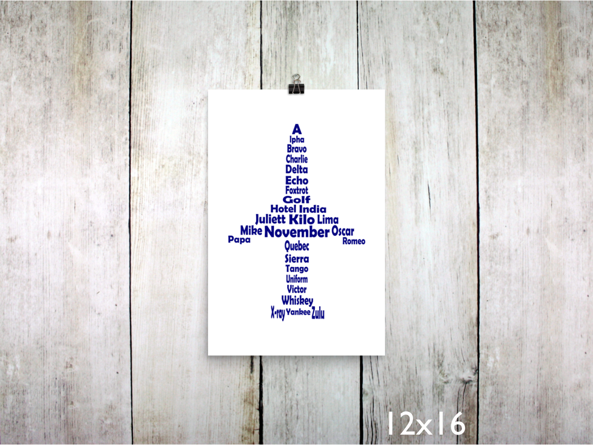 Phonetic Alpha Jet Art Print / Navy (Unframed)