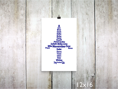 Phonetic Alpha Jet Art Print / Navy (Unframed)