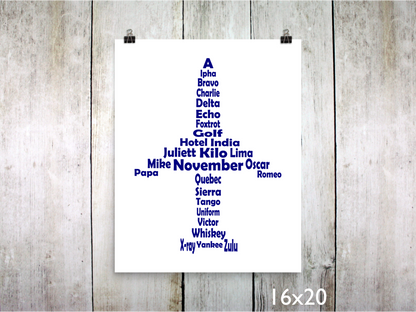 Phonetic Alpha Jet Art Print / Navy (Unframed)