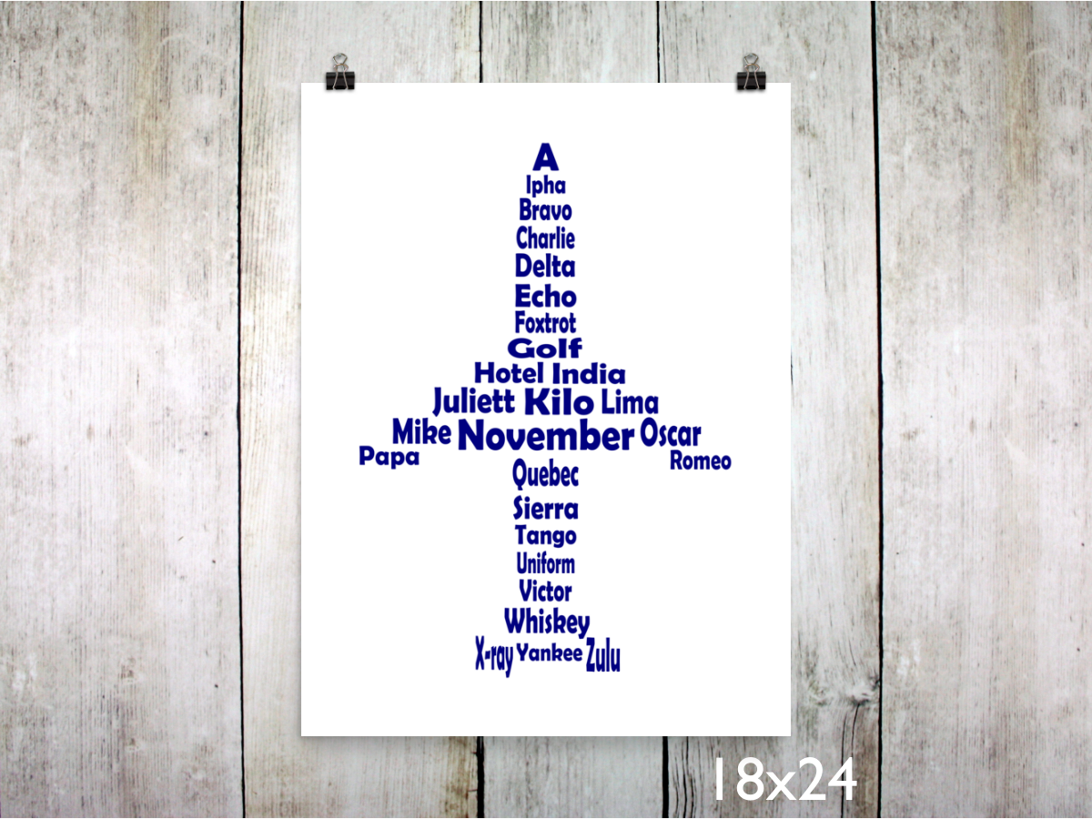 Phonetic Alpha Jet Art Print / Navy (Unframed)