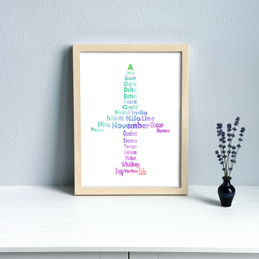 Phonetic Alpha Jet Art Print / Rainbow (Unframed)