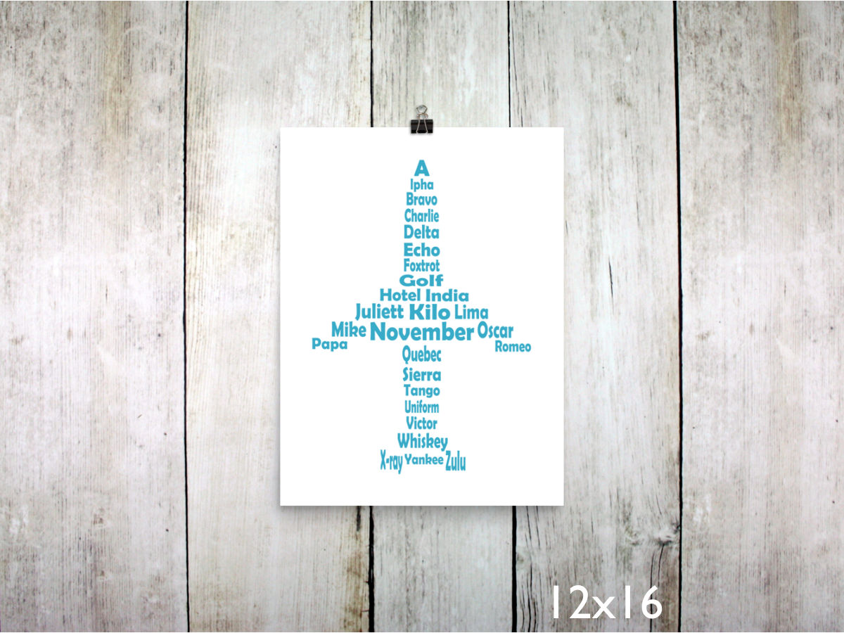 Phonetic Alpha Jet Art Print / Sky Blue (Unframed)