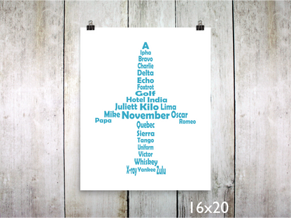 Phonetic Alpha Jet Art Print / Sky Blue (Unframed)