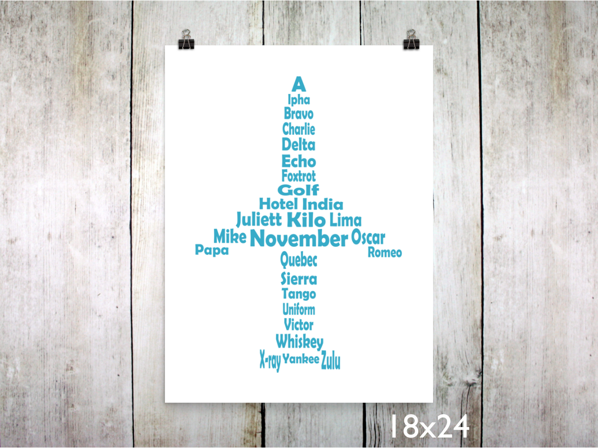 Phonetic Alpha Jet Art Print / Sky Blue (Unframed)