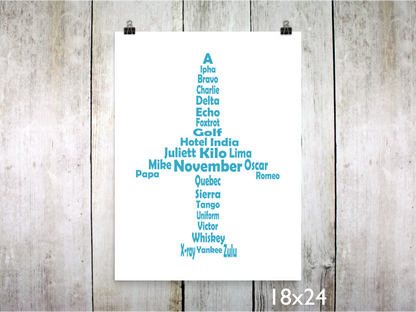 Phonetic Alpha Jet Art Print / Sky Blue (Unframed)