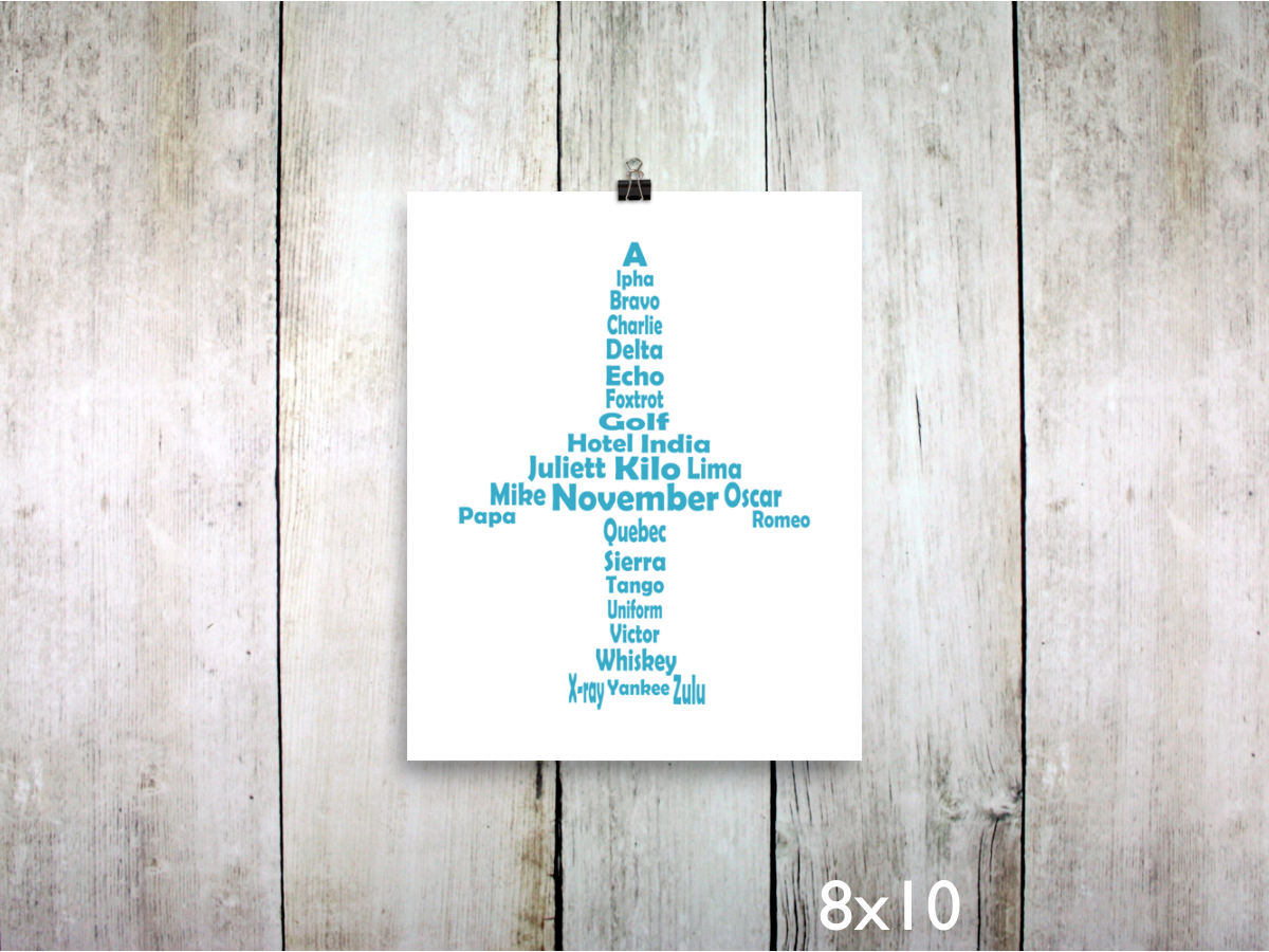 Phonetic Alpha Jet Art Print / Sky Blue (Unframed)