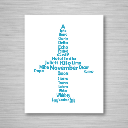 Phonetic Alpha Jet Art Print / Sky Blue (Unframed)