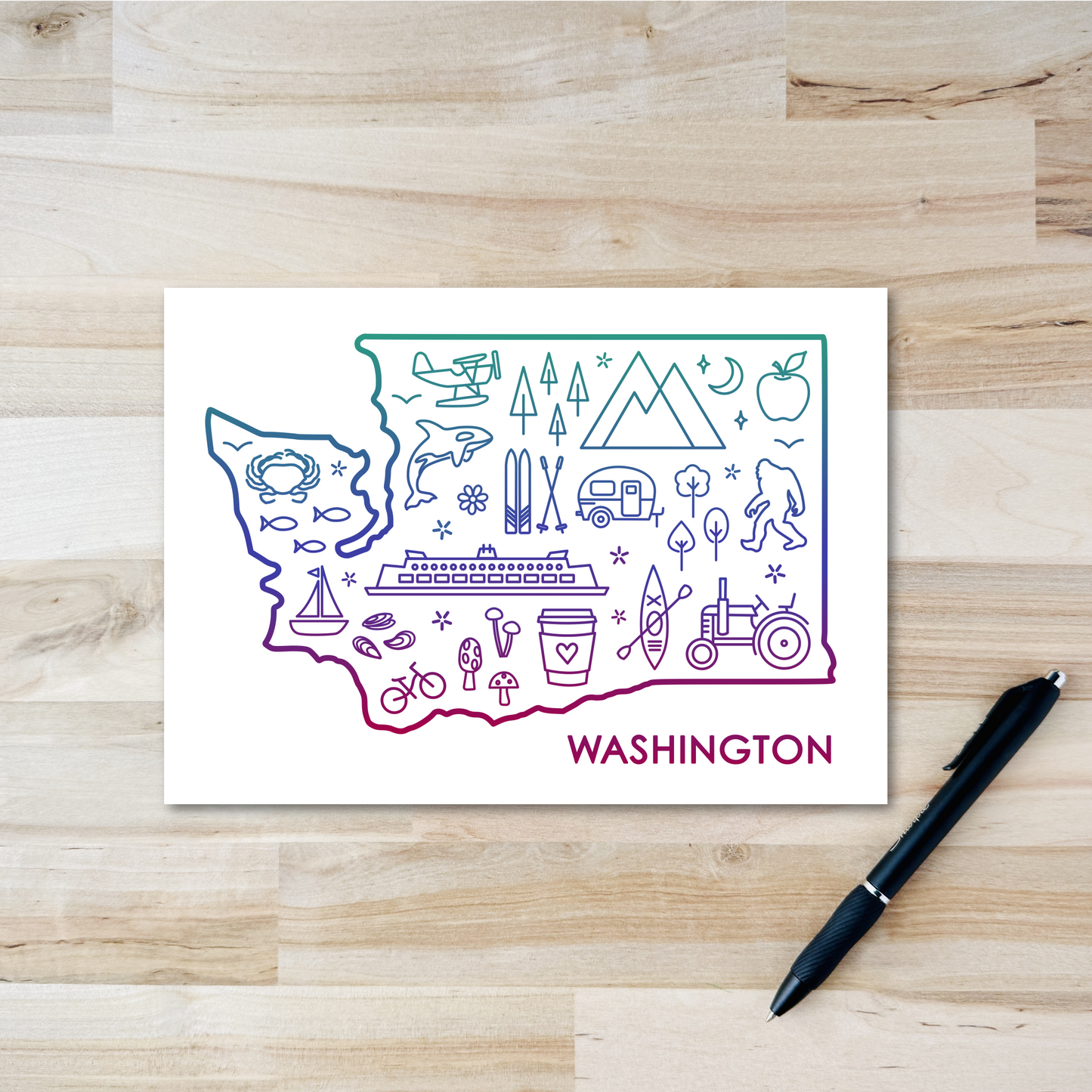 Washington State Outline Postcard