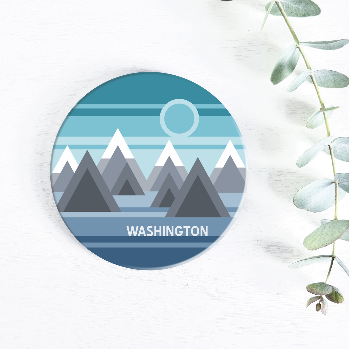 Washington Geo Mountain Design Ceramic Coaster