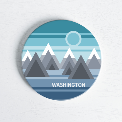 Washington Geo Mountain Design Ceramic Coaster