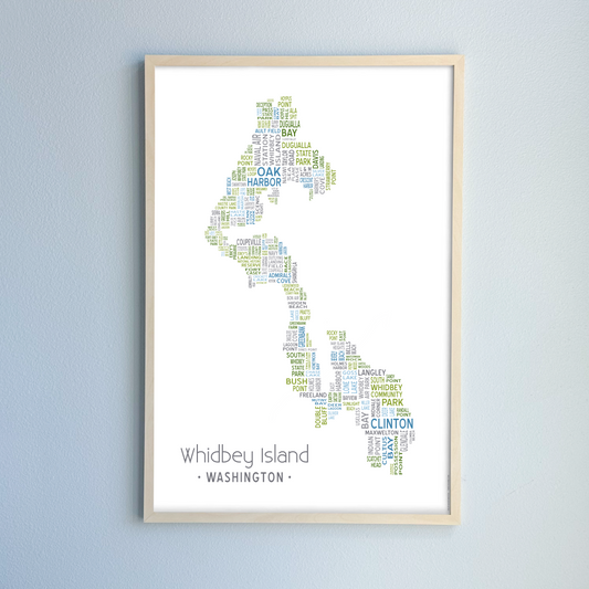 Island of Places Series - Whidbey Island Art Print / Blue Green Gray (Unframed)