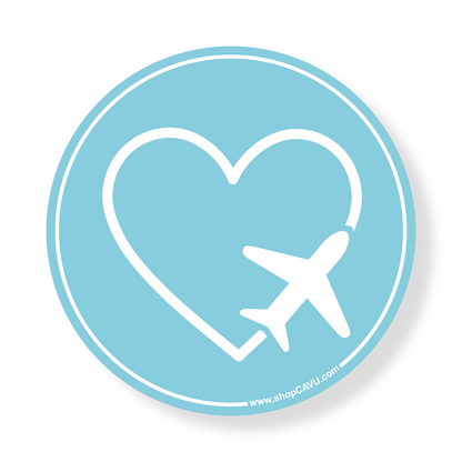 I Heart Airplanes 2" Sky Blue Sticker / Decal