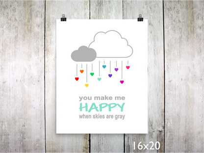 Print - You Make Me Happy / Rainbow + Mint