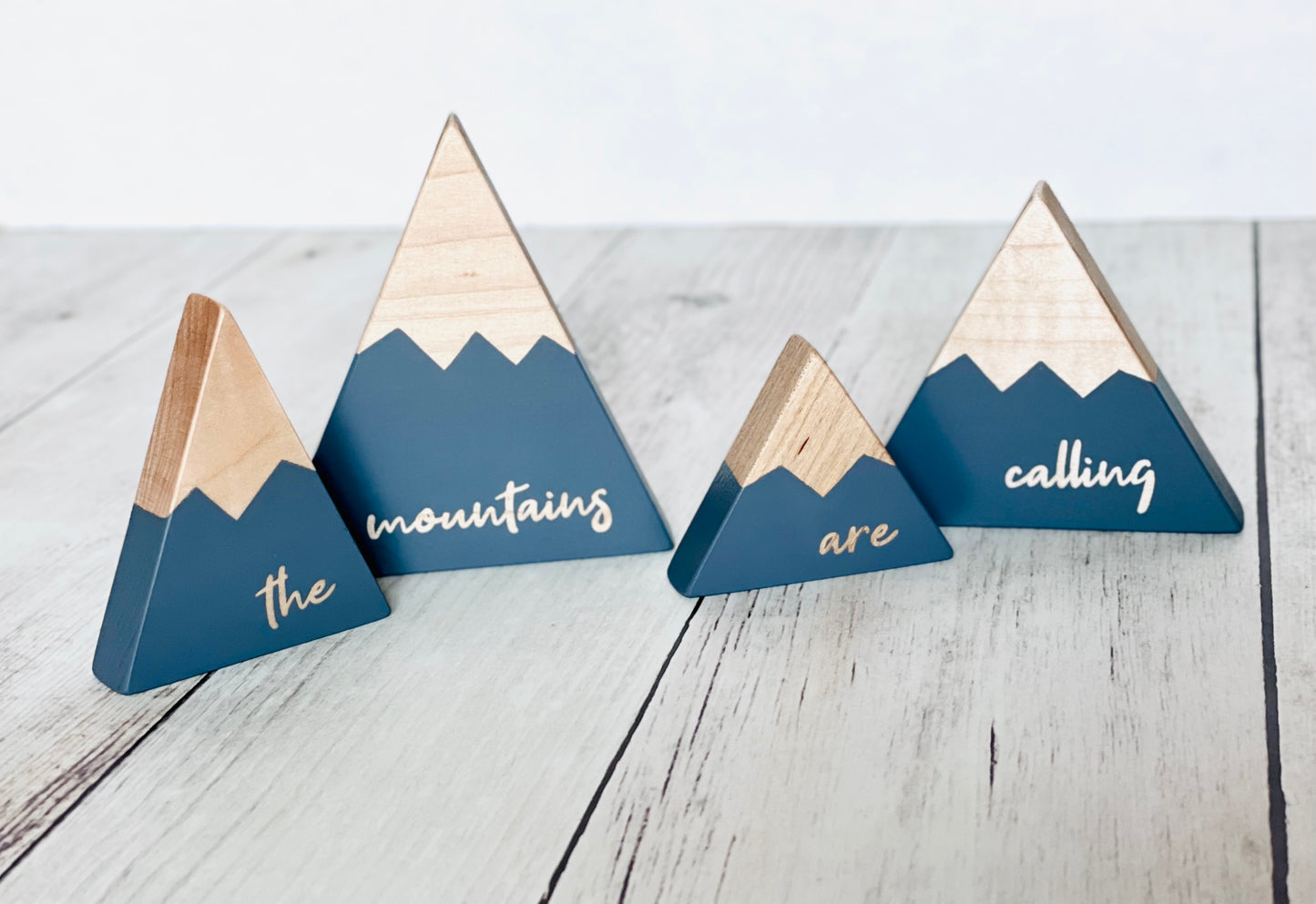 Wooden Mountain Set - "The Mountains Are Calling" (small) - Charcoal Gray