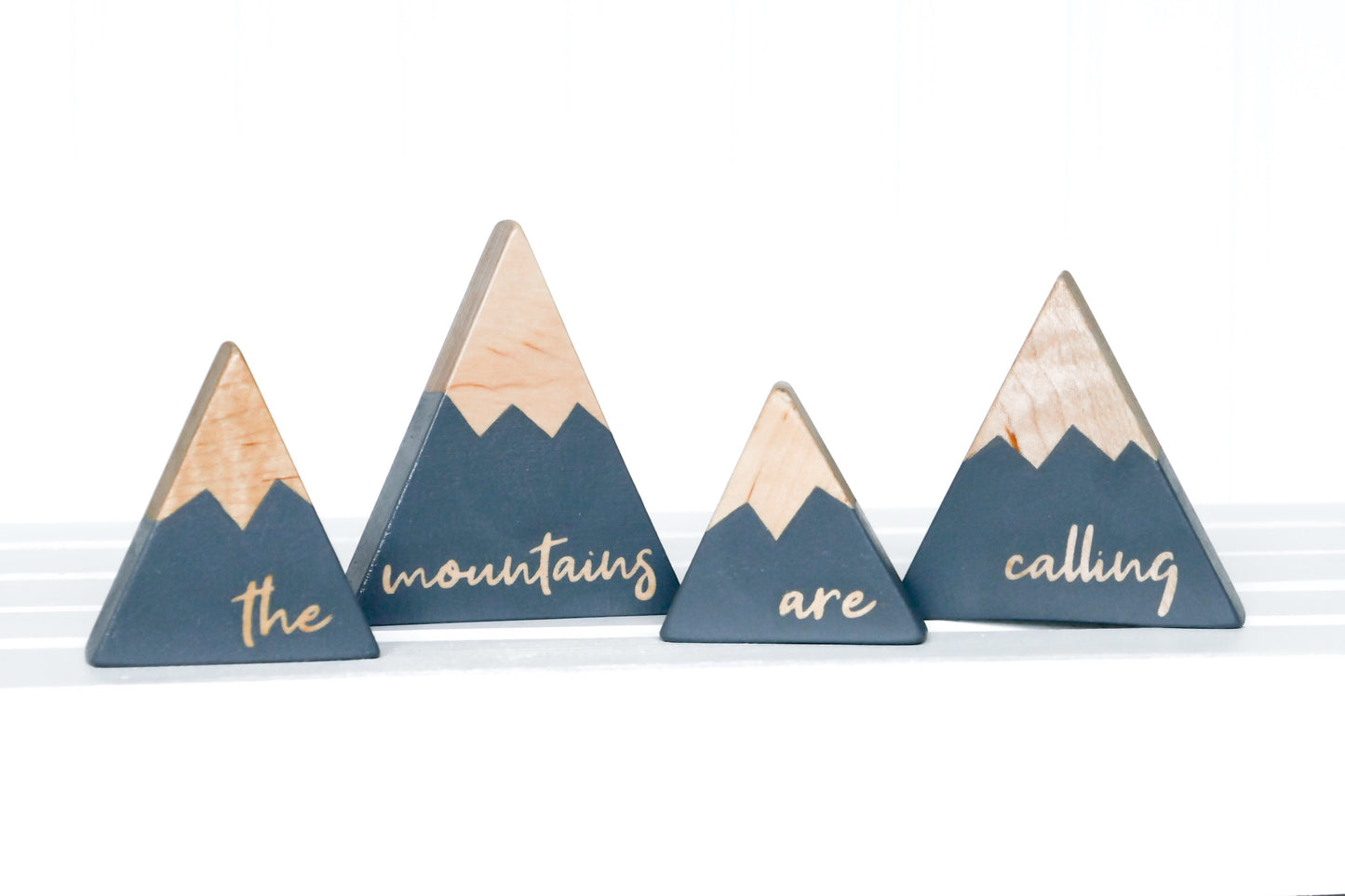 Wooden Mountain Set - Charcoal Gray - "The Mountains Are Calling" (small) - CAVU Creations