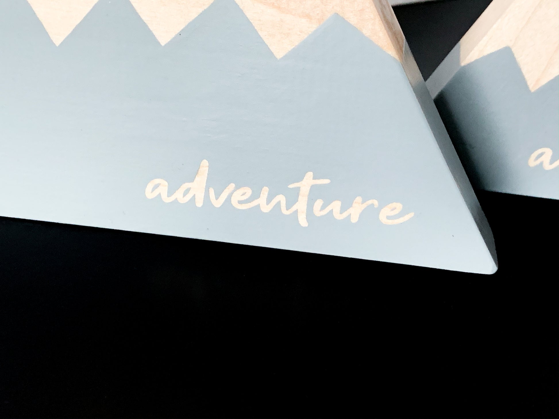 Wooden Mountain Set - Light Gray - "Adventure Awaits" - CAVU Creations
